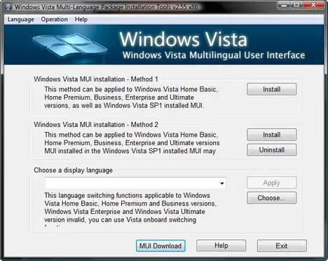 Vista Language Packs Mui On All Versions Of Vista