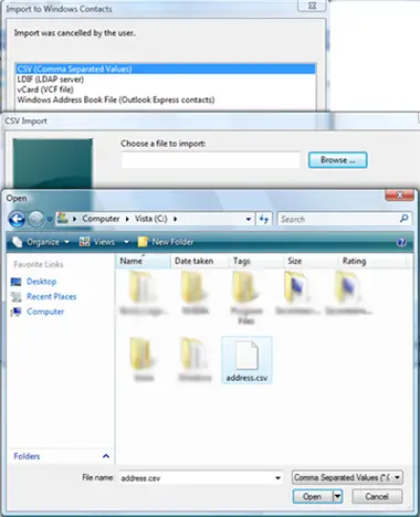 Vista Contacts Outlook