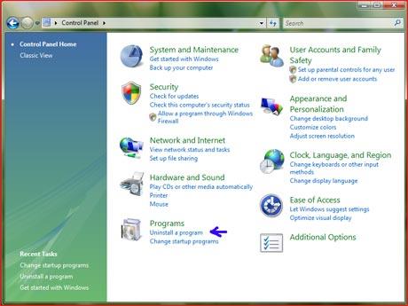 Windows Vista Control Panel