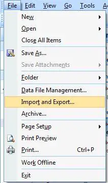 Import and Export Wizard